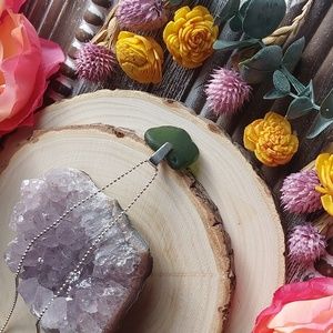 Beach Glass Necklace Sea Glass Necklace OOAK green